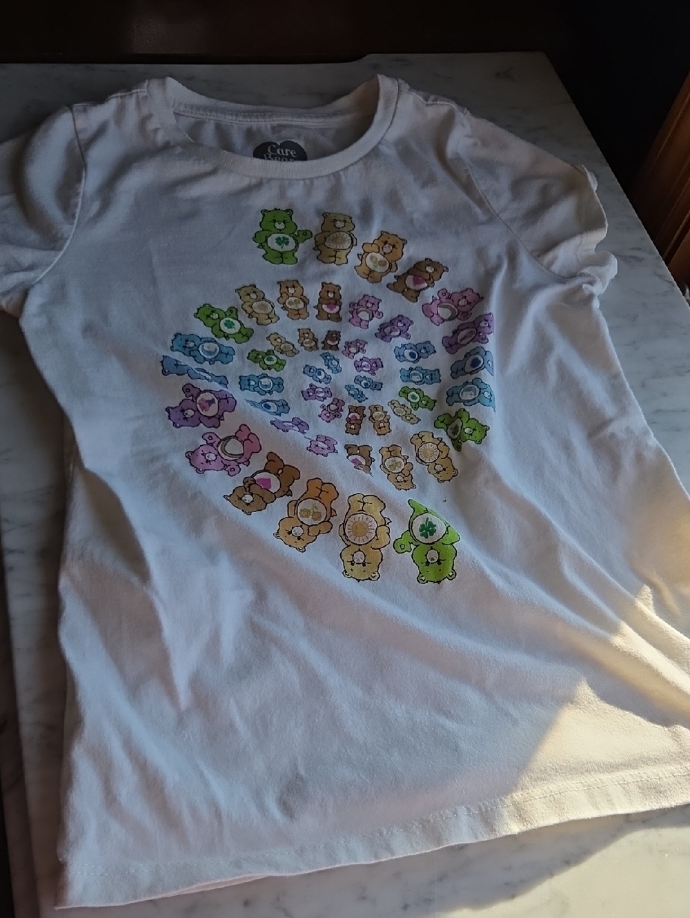 Care Bears White Kids Tee with Rainbow Bear Spiral